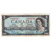 BC-39b 1954 Canada $5 Beattie-Rasminsky, X/S, F-VF (F15)