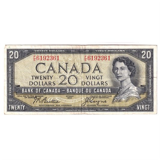 BC-41a 1954 Canada $20 Beattie-Coyne, F/E, F-VF (F15)