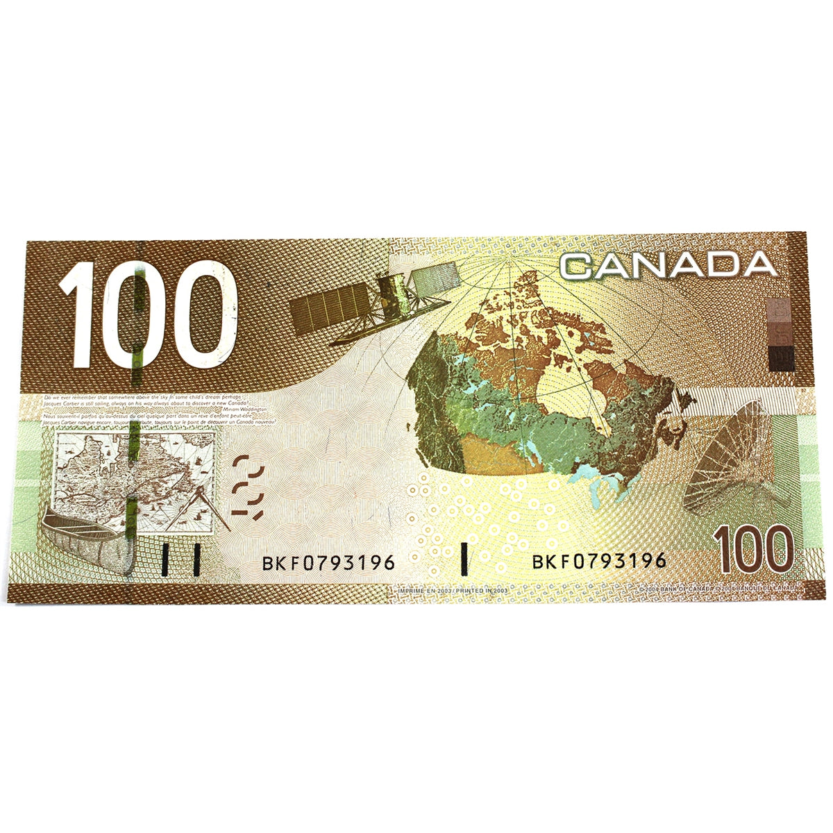 BC-66a 2003 Canada $100 Jenkins-Dodge, BKF, Choice Uncirculated (CUNC63)