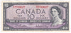 BC-40b 1954 Canada $10 Beattie-Rasminsky, P/T, EF-AU (EF45)