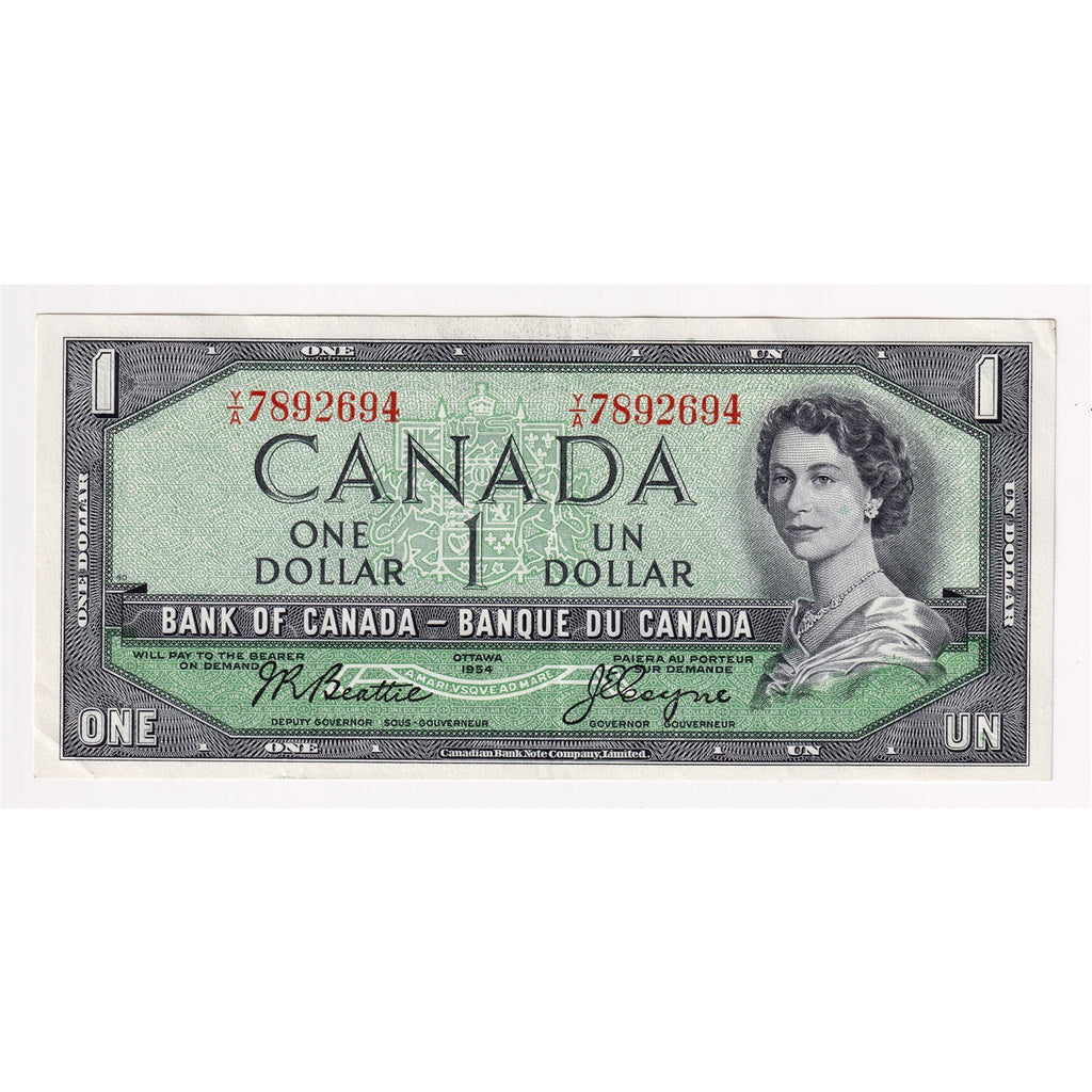 BC-37a 1954 Canada $1 Beattie-Coyne, Y/A, EF-AU (EF45)
