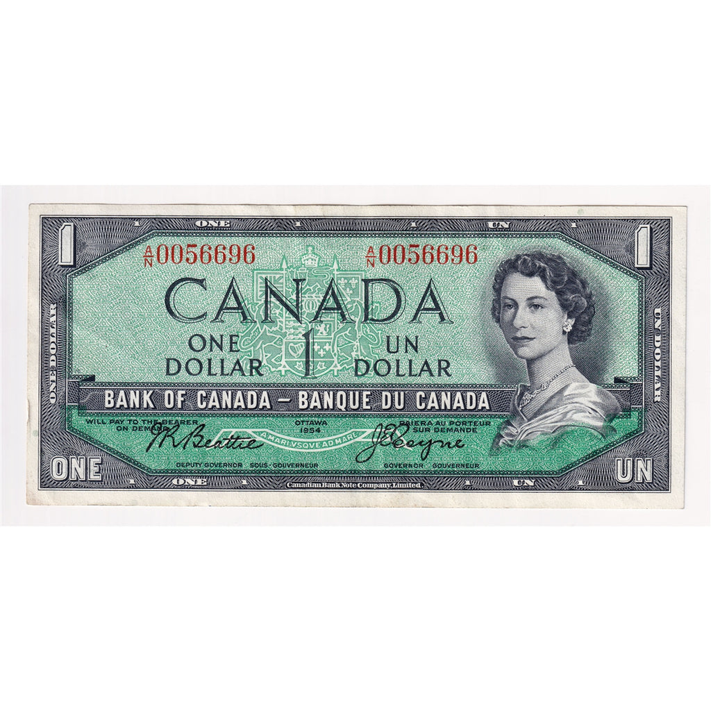 BC-37a 1954 Canada $1 Beattie-Coyne, A/N, EF-AU (EF45)