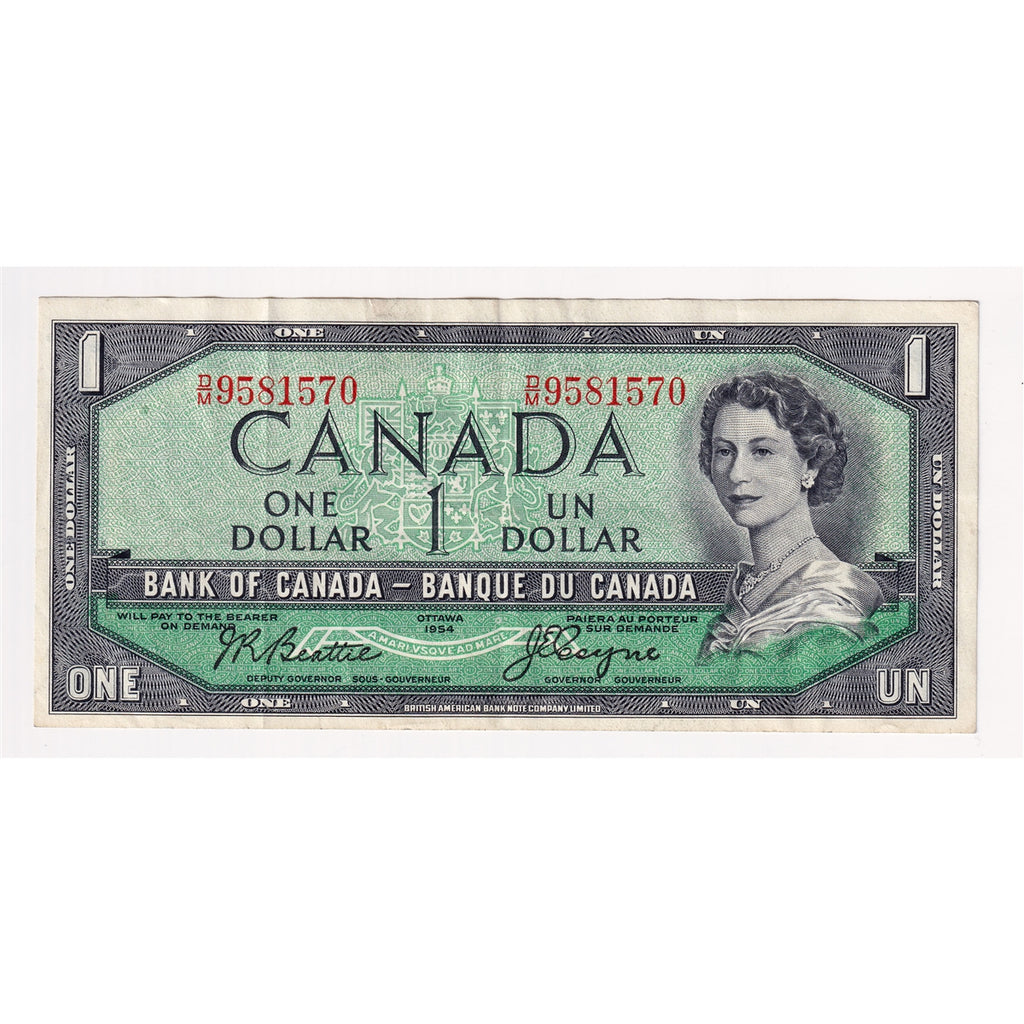 BC-37a-i 1954 Canada $1 Beattie-Coyne, D/M, VF-EF (VF30)