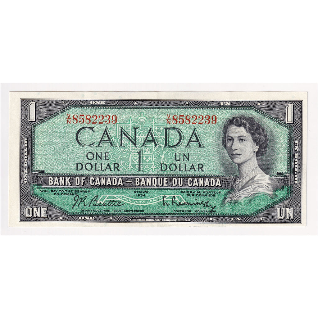 BC-37b 1954 Canada $1 Beattie-Rasminsky, V/N, Extra Fine (EF40)