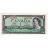 BC-37b-i 1954 Canada $1 Beattie-Rasminsky, T/M, Extra Fine (EF40)
