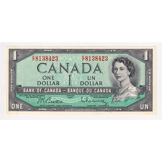 BC-37b-i 1954 Canada $1 Beattie-Rasminsky, E/F, EF-AU (EF45)