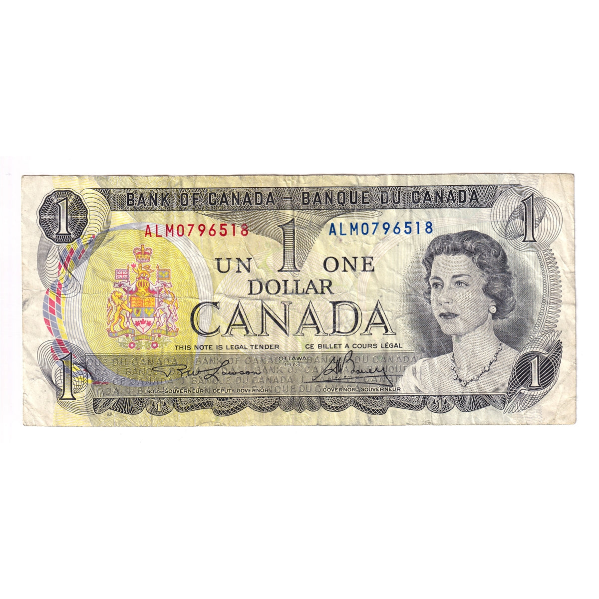 BC-46a-i 1973 Canada $1 Lawson-Bouey, ALM, F-VF (F15)