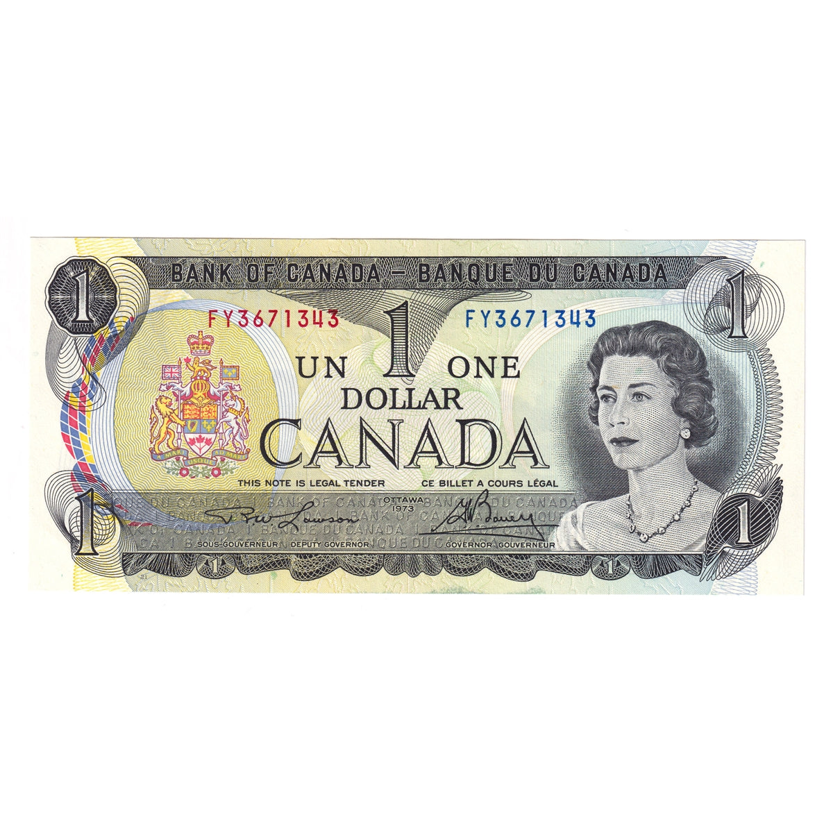 BC-46a 1973 Canada $1 Lawson-Bouey, FY, Uncirculated (MS60)