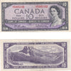 BC-40b 1954 Canada $10 Beattie-Rasminsky, J/V, Very Fine (VF20)