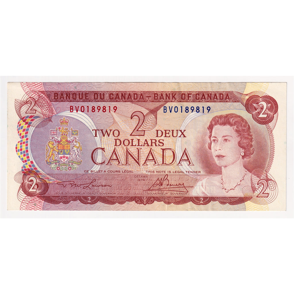 BC-47a 1974 Canada $2 Lawson-Bouey, BV, Extra Fine (EF40)