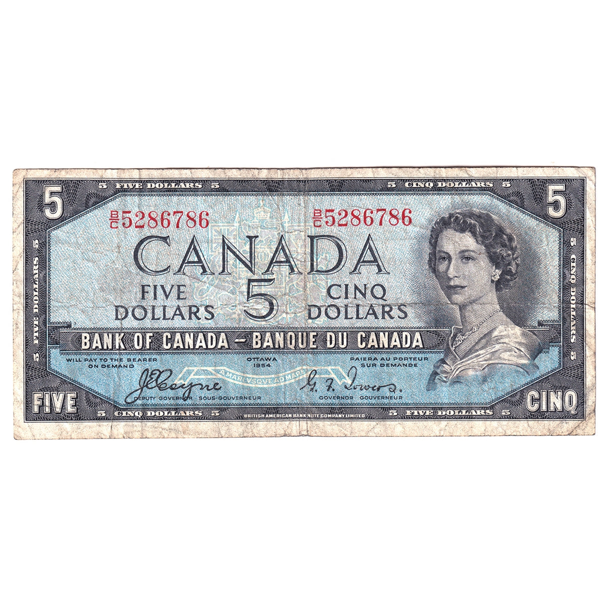 BC-31a 1954 Canada $5 Coyne-Towers, Devil's Face, B/C, F