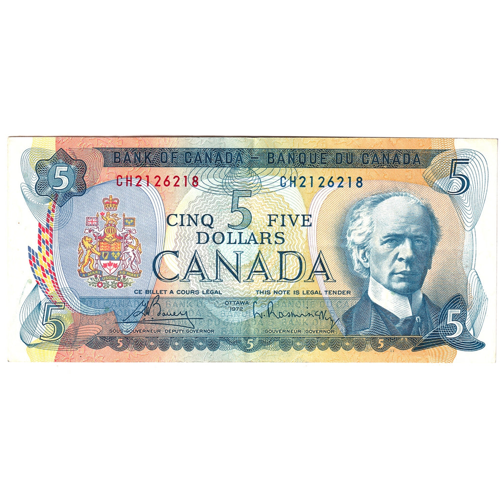 BC-48a 1972 Canada $5 Bouey-Rasminsky, CH, VF-EF (VF30)