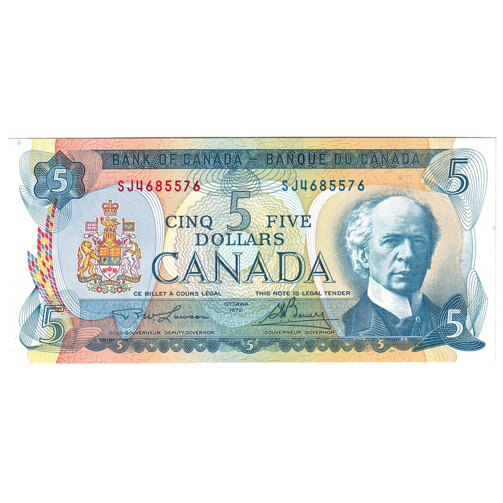 BC-48b 1972 Canada $5 Lawson-Bouey, SJ, Almost Uncirculated (AU50)