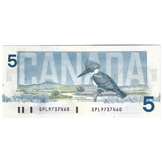 BC-56c 1986 Canada $5 Bonin-Thiessen, GPL, AU-UNC