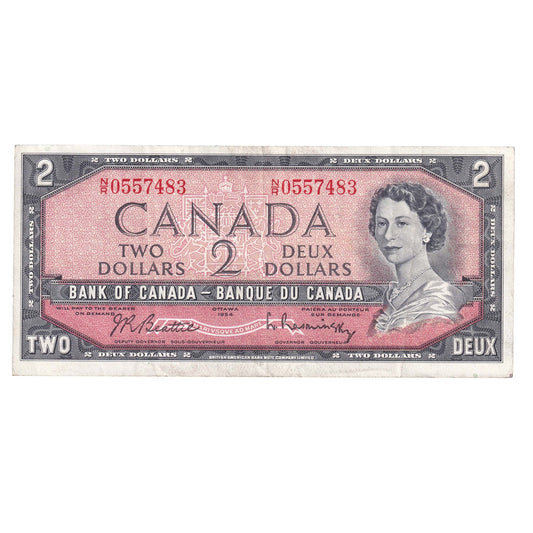 BC-38b 1954 Canada $2 Beattie-Rasminsky, N/R, VF-EF (VF30)