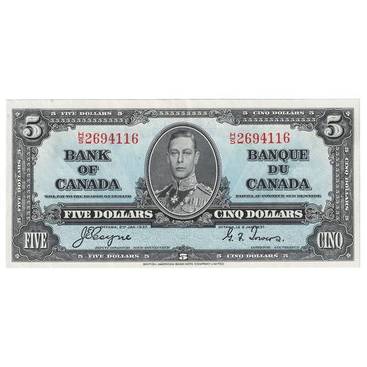 BC-23c 1937 Canada $5 Coyne-Towers, H/S, EF-AU