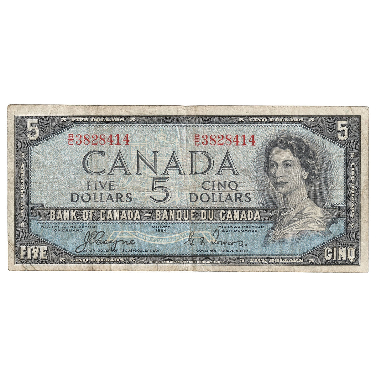 BC-31a 1954 Canada $5 Coyne-Towers, Devil's Face, B/C, Very Good (VG8)