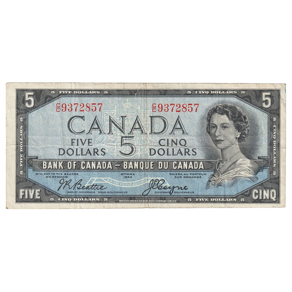 BC-31b 1954 Canada $5 Beattie-Coyne, Devil's Face, C/C, F-VF (F15)