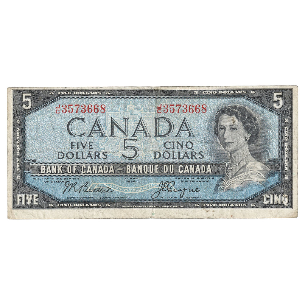 BC-39a 1954 Canada $5 Beattie-Coyne, J/C, Fine (F12)