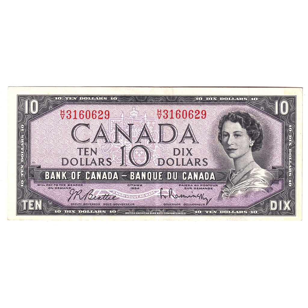 BC-40b 1954 Canada $10 Beattie-Rasminsky, H/V, VF-EF (VF30)