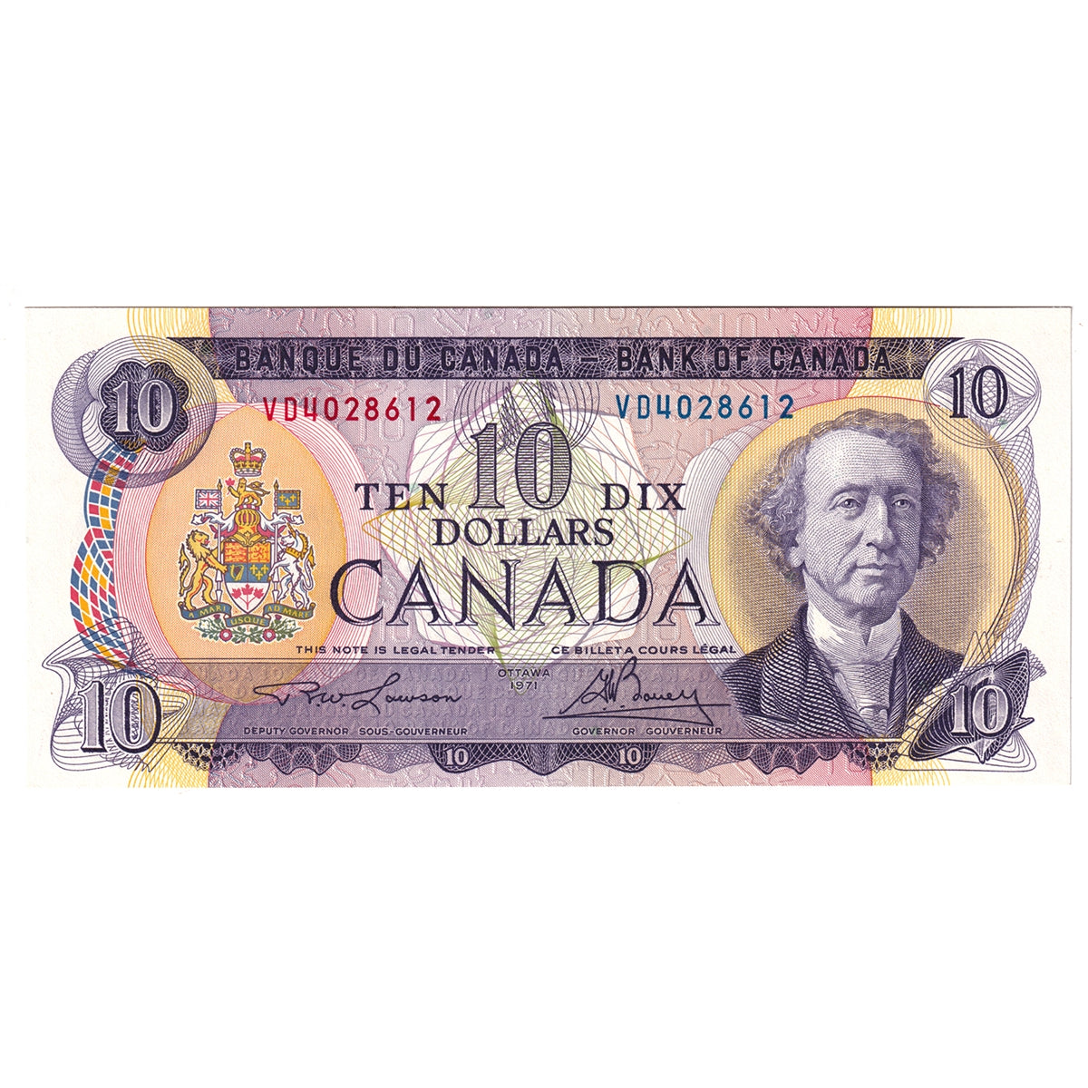 BC-49c 1971 Canada $10 Lawson-Bouey, VD, Uncirculated (MS60)