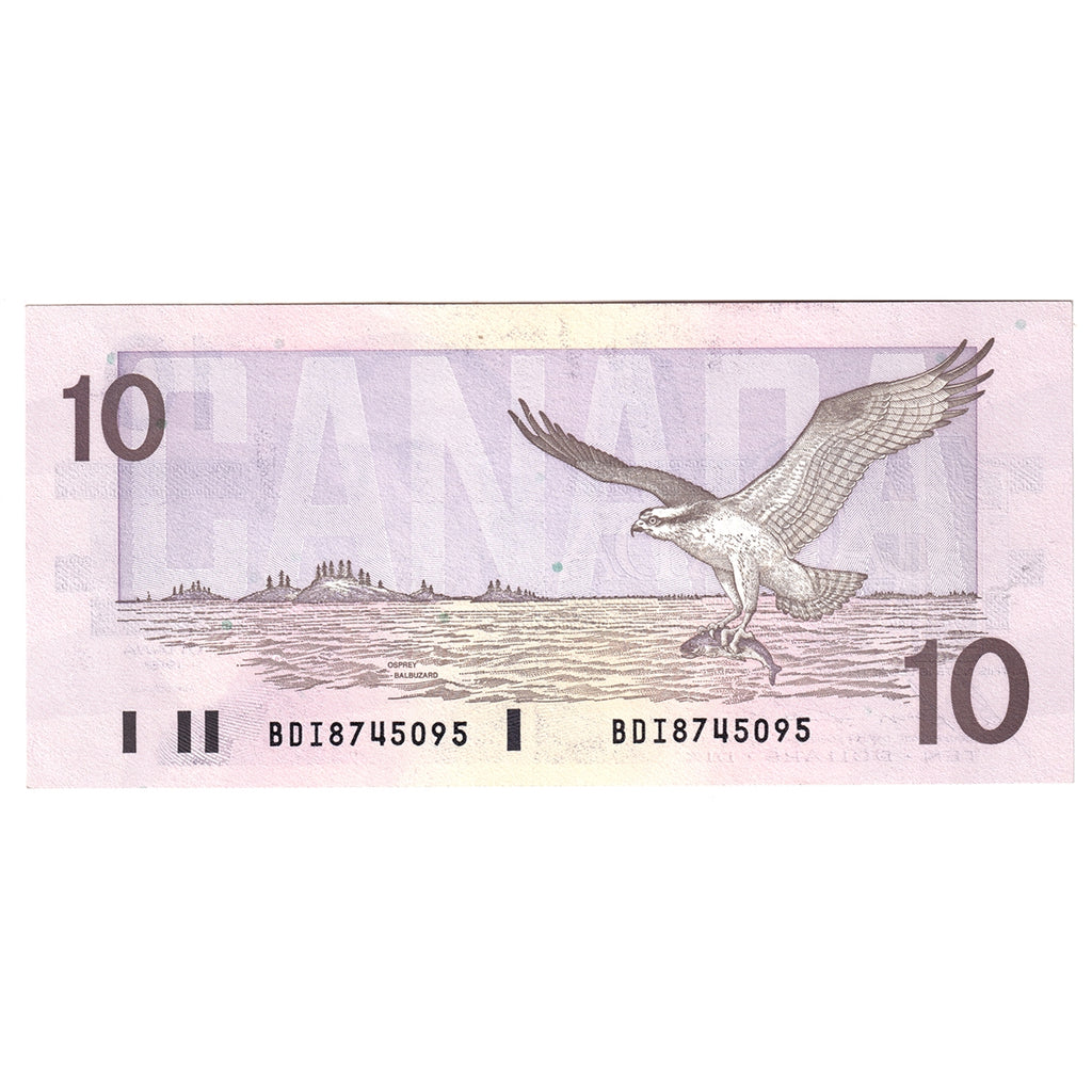 BC-57b 1989 Canada $10 Bonin-Thiessen, BDI, AU-UNC (AU55)