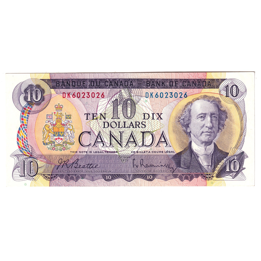 BC-49a 1971 Canada $10 Beattie-Rasminsky, DK, Extra Fine (EF40)