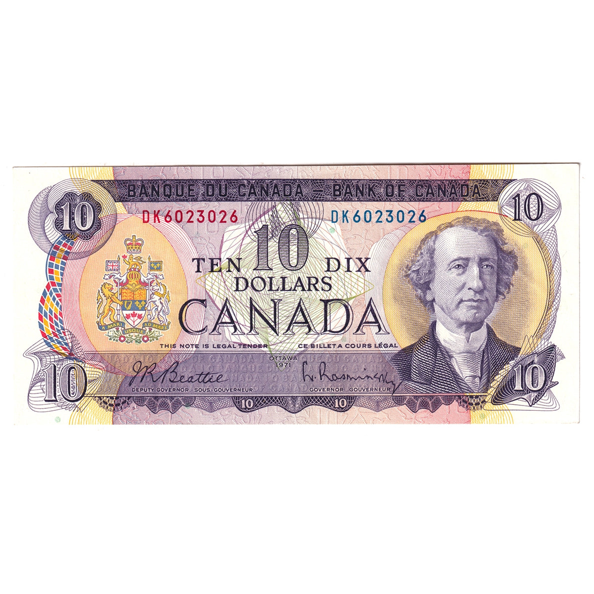 BC-49a 1971 Canada $10 Beattie-Rasminsky, DK, Extra Fine (EF40)
