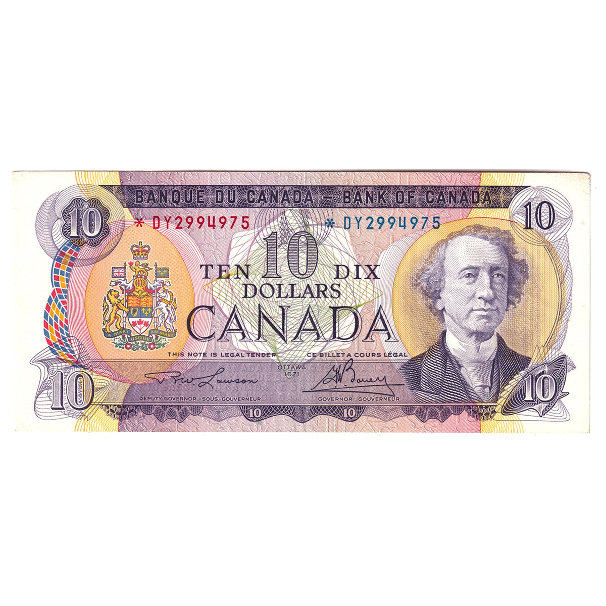BC-49cA 1971 Canada $10 Lawson-Bouey, *DY Below 3.4M, EF-AU (EF45)