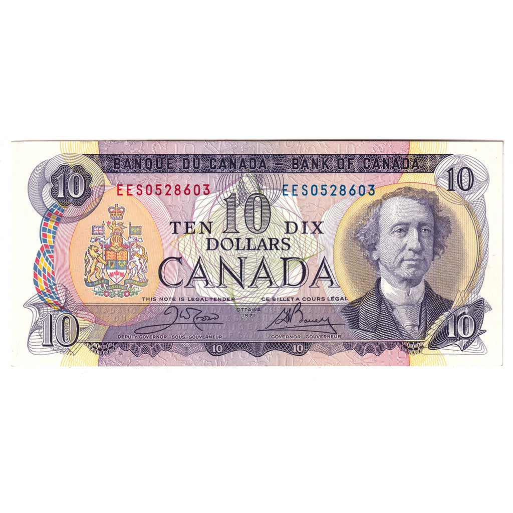 BC-49d 1971 Canada $10 Crow-Bouey, EES, Almost Uncirculated (AU50)