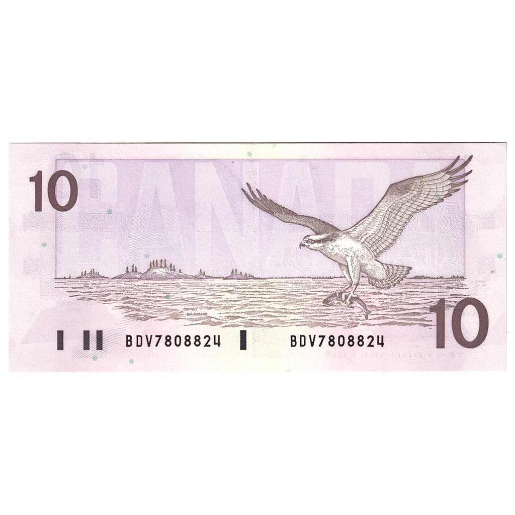 BC-57b 1989 Canada $10 Bonin-Thiessen, BDV, AU-UNC (AU55)