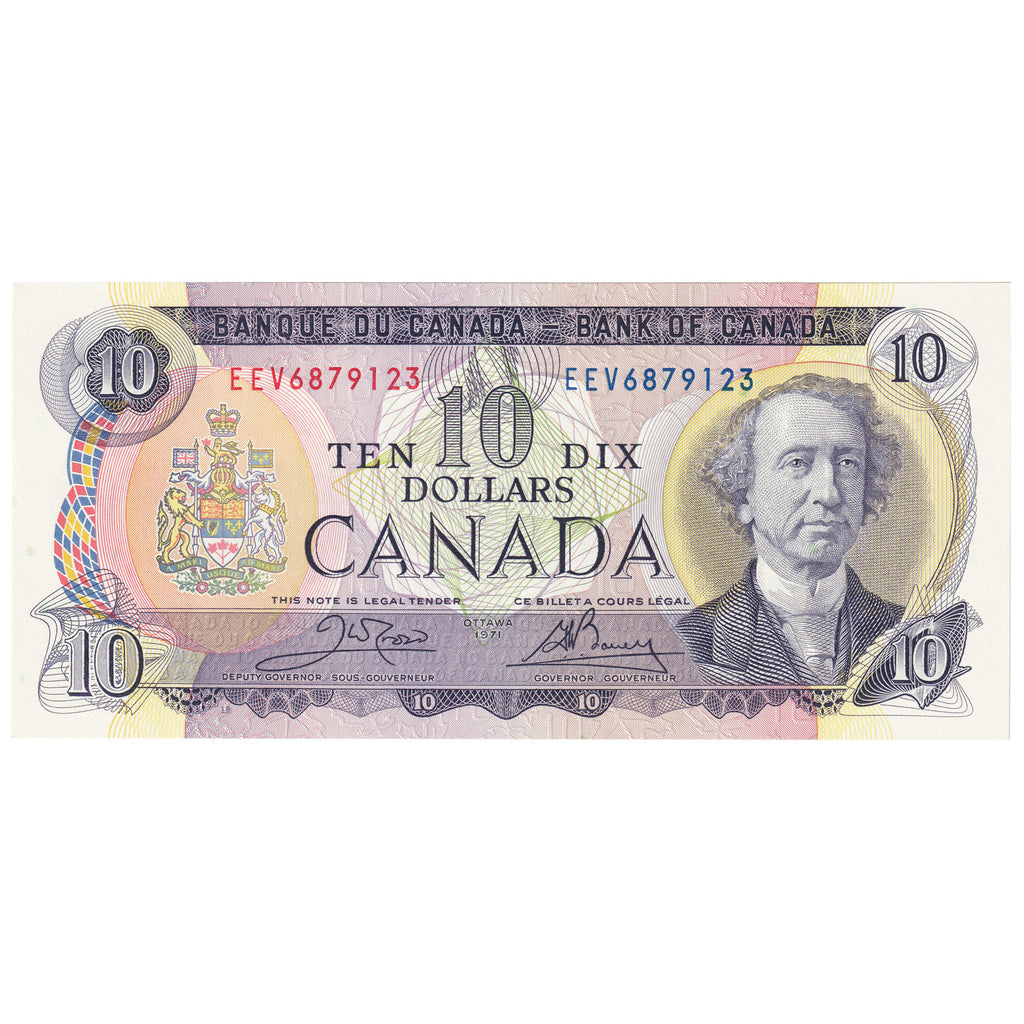 BC-49d 1971 Canada $10 Crow-Bouey, EEV, Lithographed, Choice Uncirculated (CUNC63)