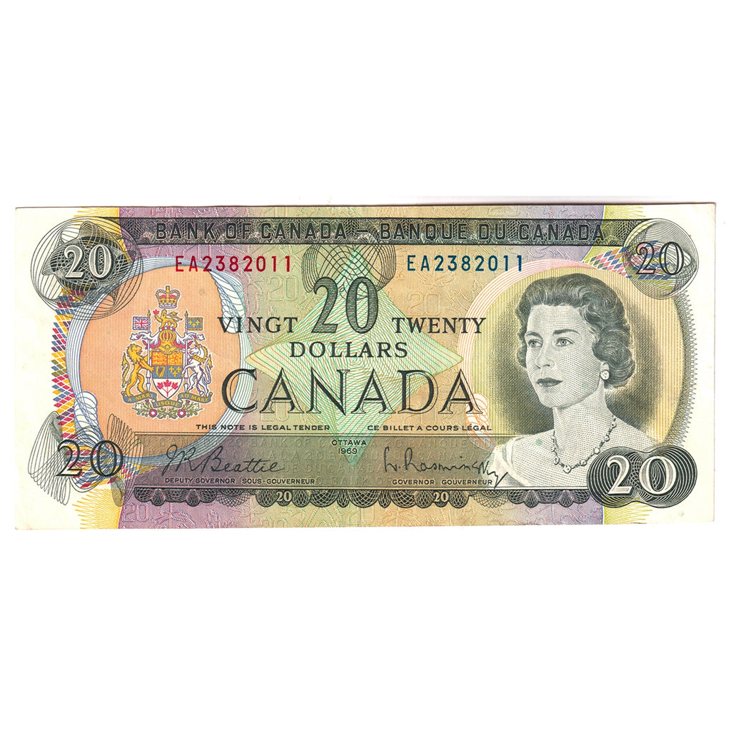 BC-50a 1969 Canada $20 Beattie-Rasminsky, EA, Extra Fine (EF40)