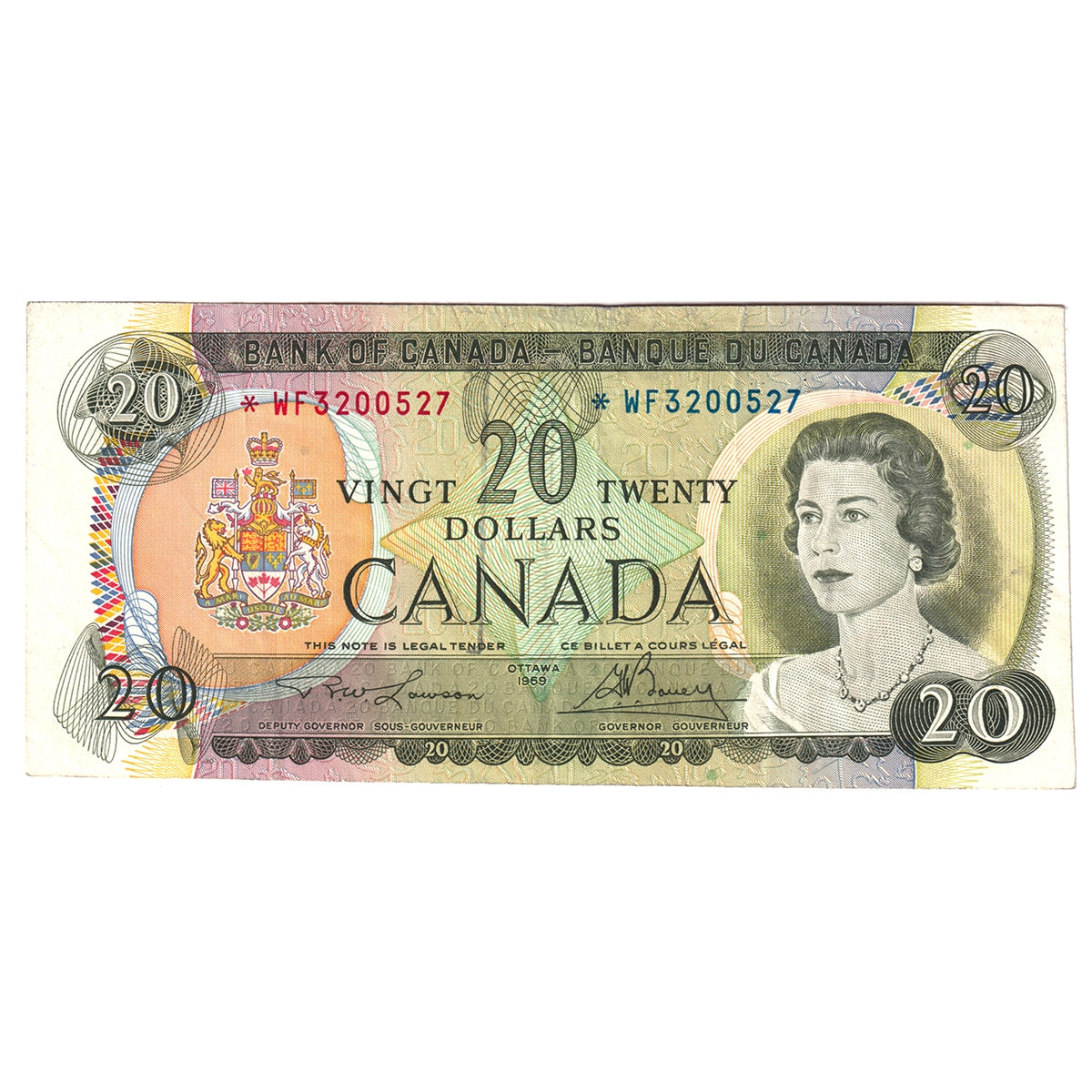 BC-50bA 1969 Canada $20 Lawson-Bouey, *WF, VF-EF