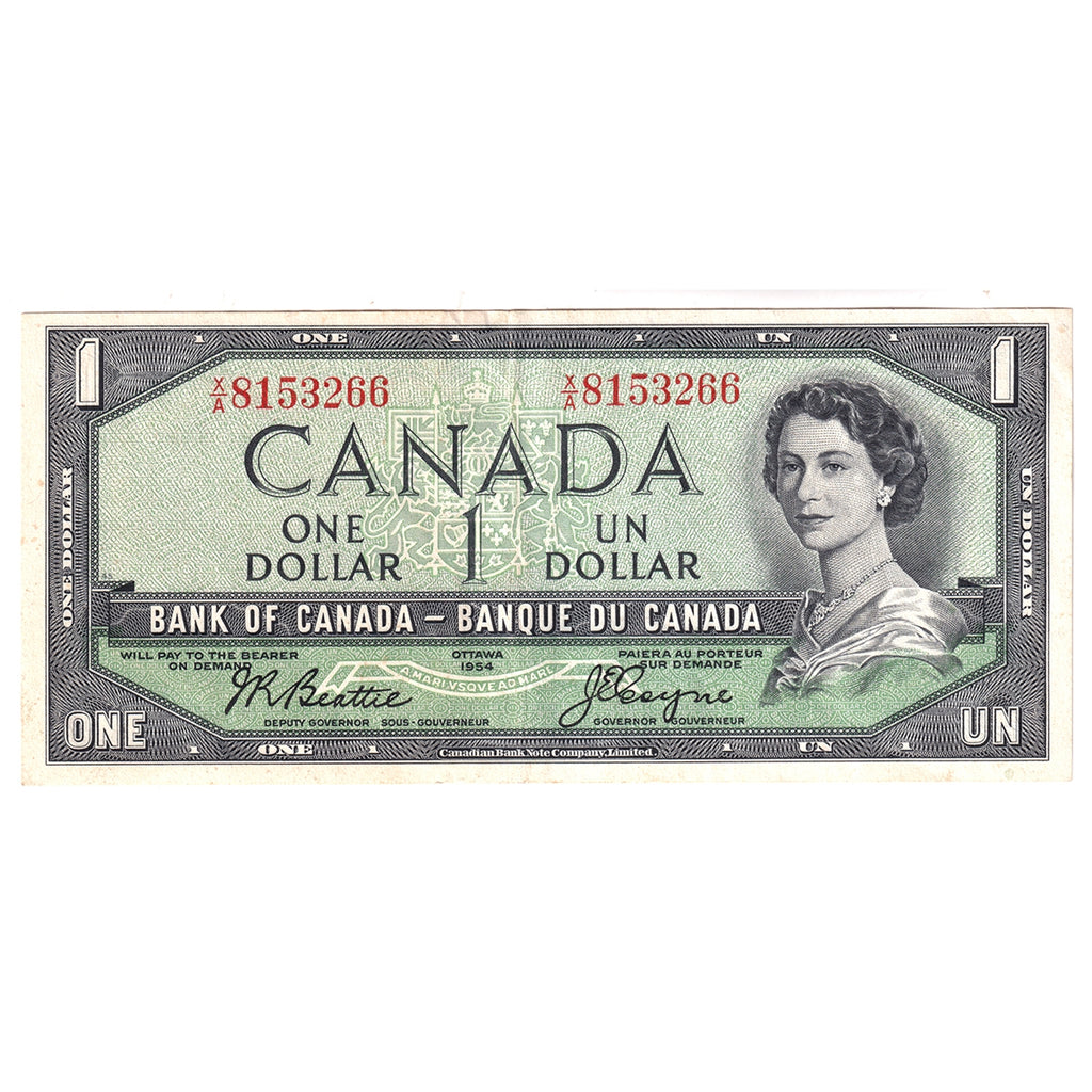 BC-37a 1954 Canada $1 Beattie-Coyne, X/A, EF-AU (EF45)