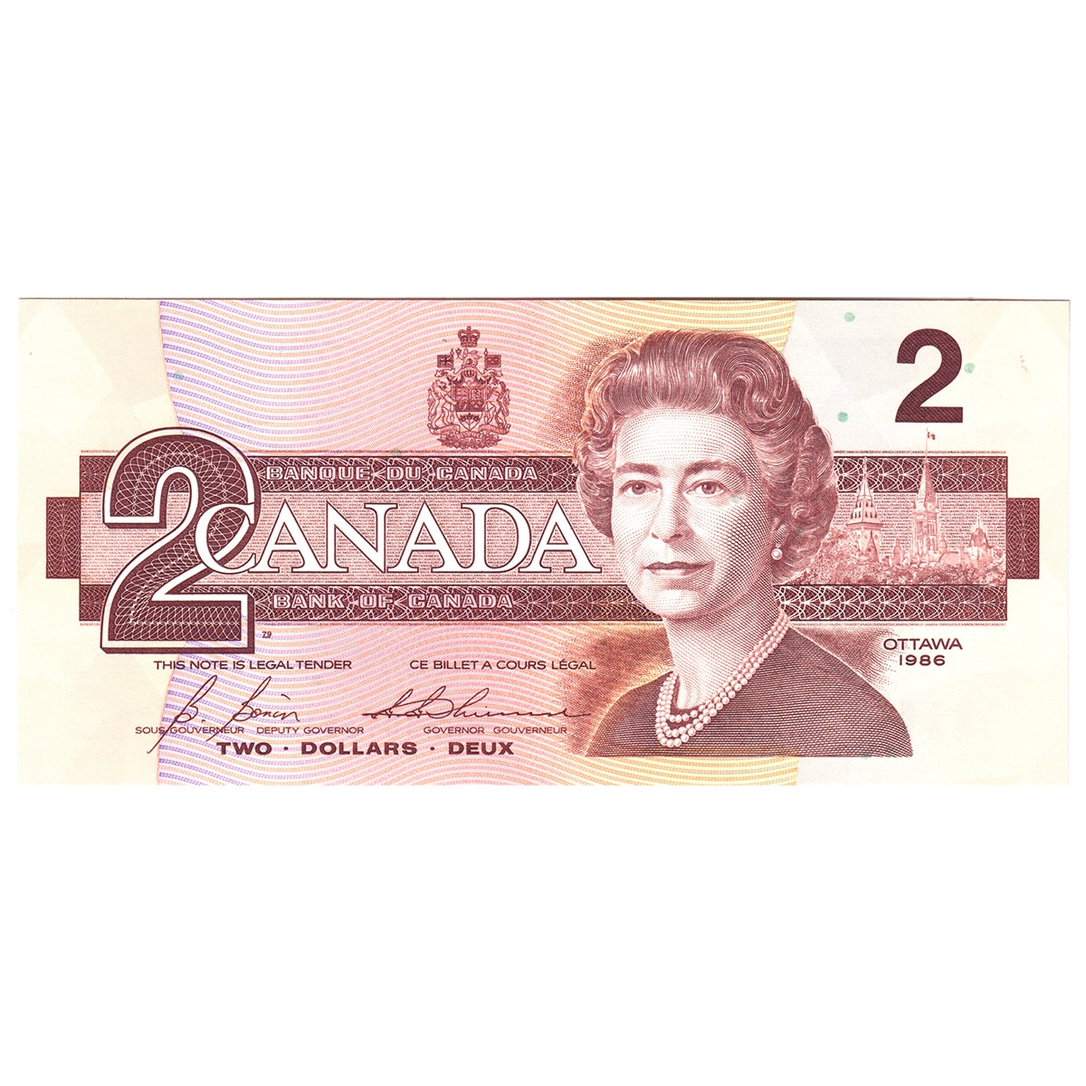 BC-55cA 1986 Canada $2 Bonin-Thiessen, BRX, RCM Issue, Choice Uncirculated (CUNC63)