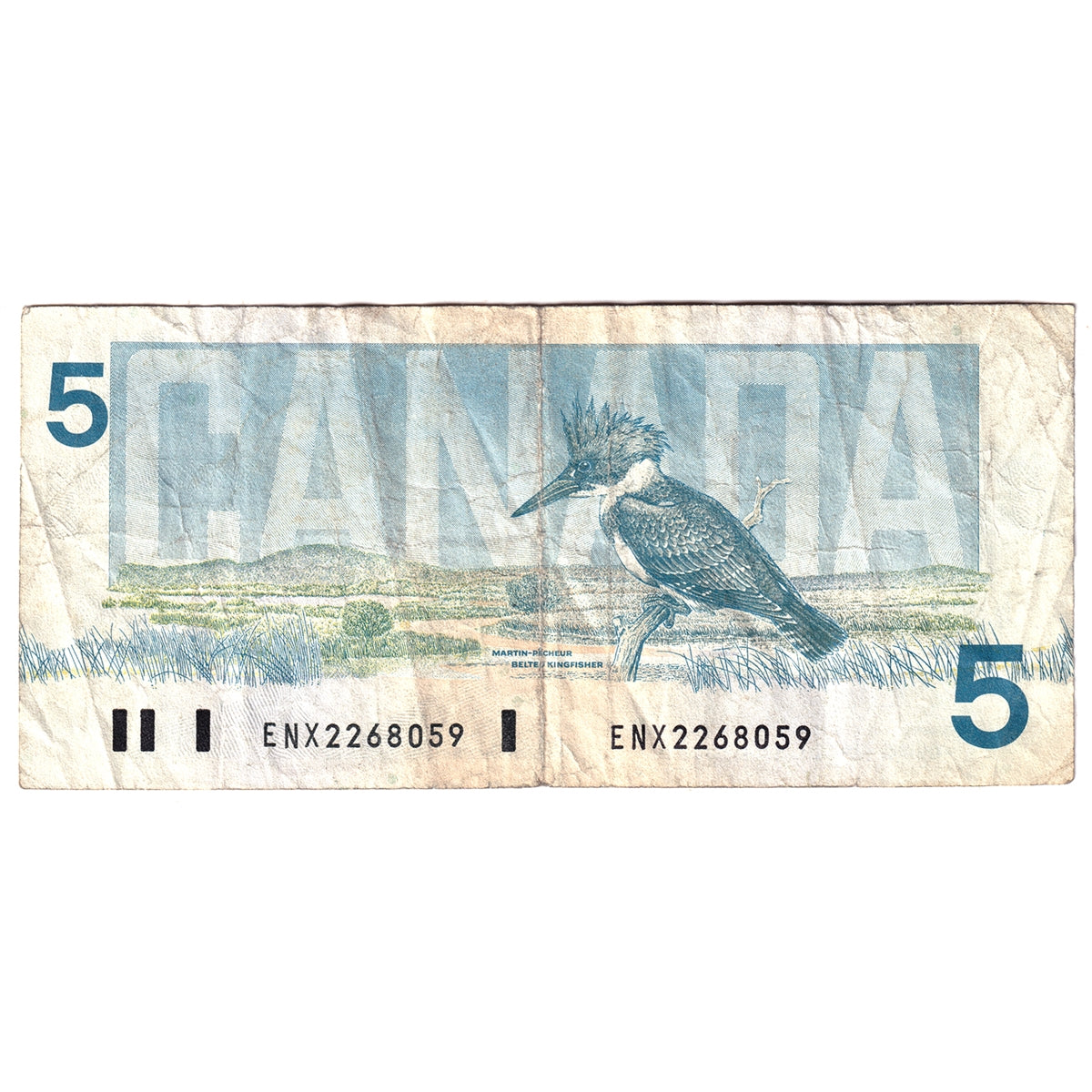 BC-56aA 1986 Canada $5 Crow-Bouey, ENX, Yellow Back Position Number, Fine (F12)