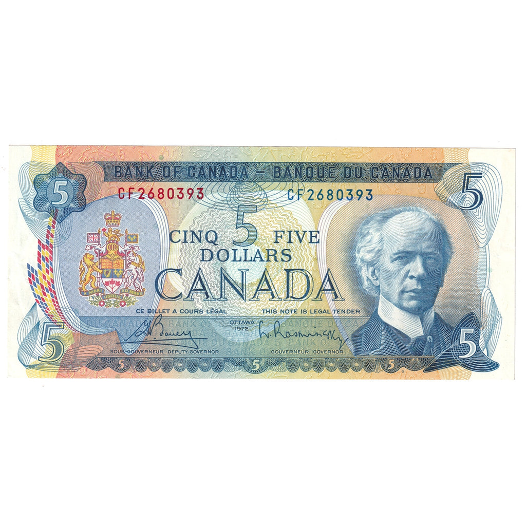 BC-48a 1972 Canada $5 Bouey-Rasminsky, CF, VF-EF (VF30)