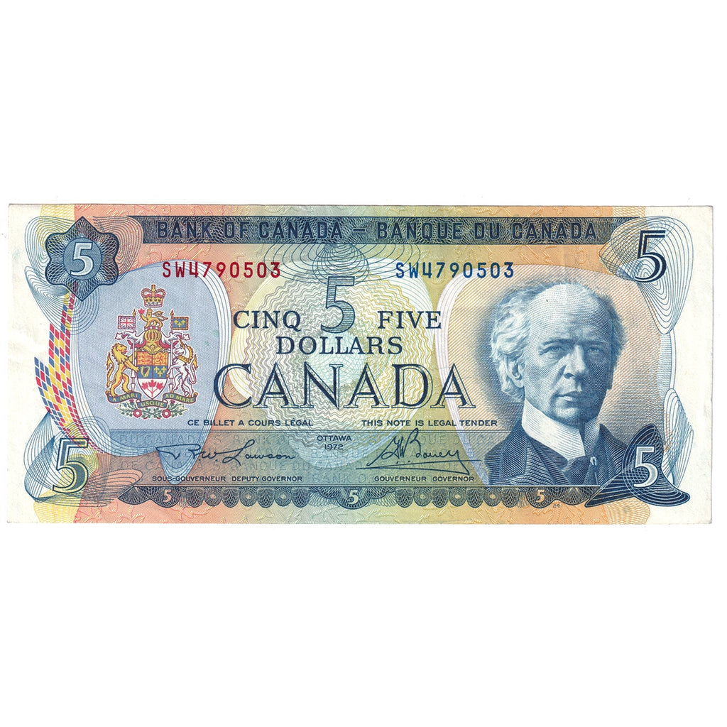 BC-48b 1972 Canada $5 Lawson-Bouey, SW, VF-EF (VF30)