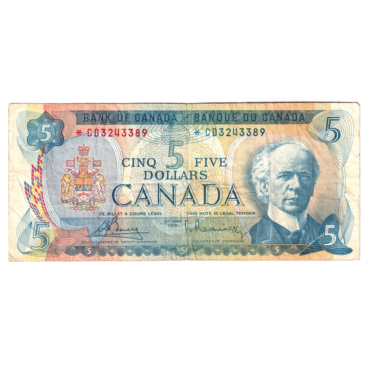 BC-48aA 1972 Canada $5 Bouey-Rasminsky, *CD, Circ