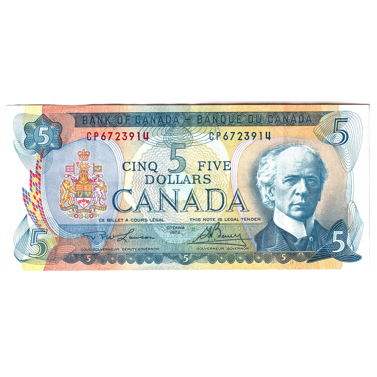 BC-48b 1972 Canada $5 Lawson-Bouey, CP, VF-EF (VF30)