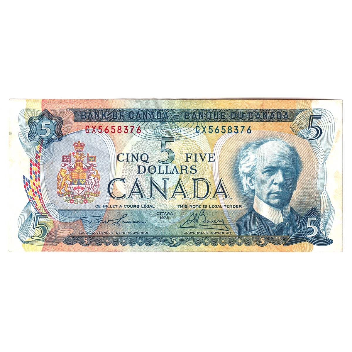 BC-48b 1972 Canada $5 Lawson-Bouey, CX, Circ