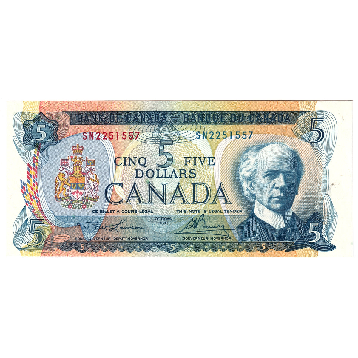BC-48b 1972 Canada $5 Lawson-Bouey, SN, EF-AU (EF45)