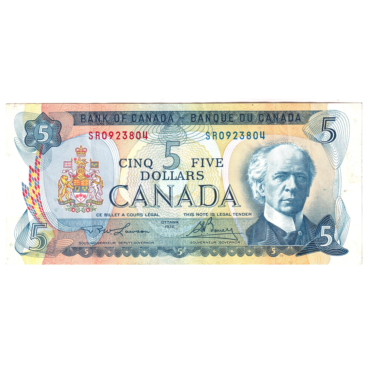 BC-48b 1972 Canada $5 Lawson-Bouey, SR, VF-EF (VF30)
