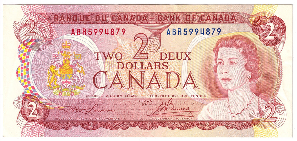BC-47a-i 1974 Canada $2 Lawson-Bouey, ABR, EF-AU (EF45)