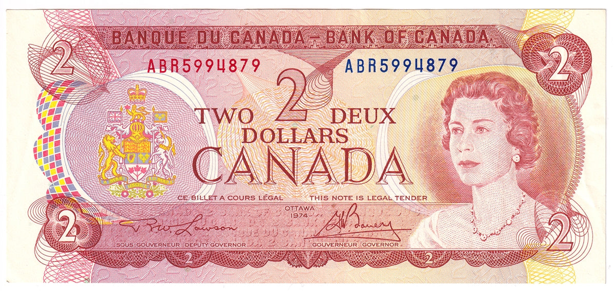 BC-47a-i 1974 Canada $2 Lawson-Bouey, ABR, EF-AU (EF45)