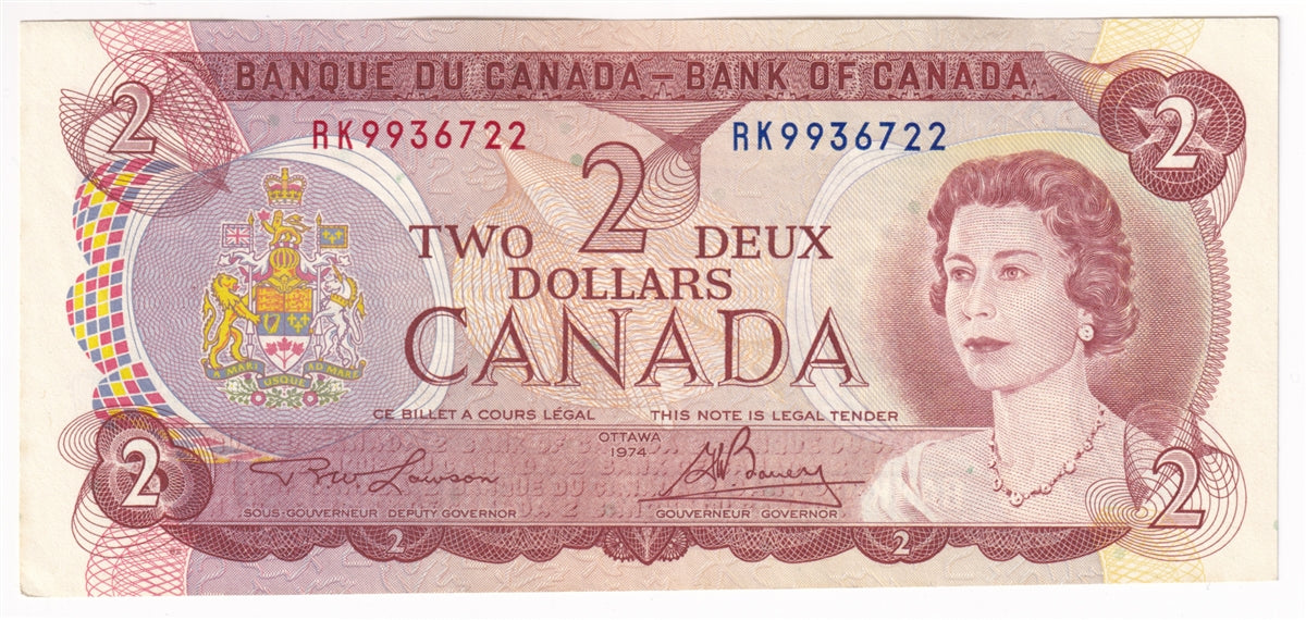 BC-47a 1974 Canada $2 Lawson-Bouey, RK, AU-UNC (AU55)