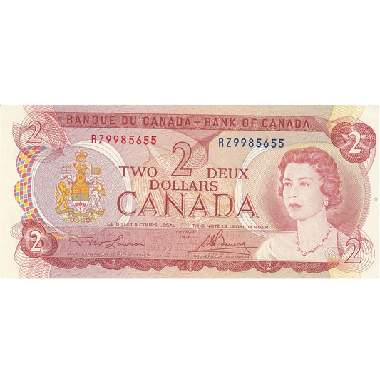BC-47a 1974 Canada $2 Lawson-Bouey, RZ, AU-UNC
