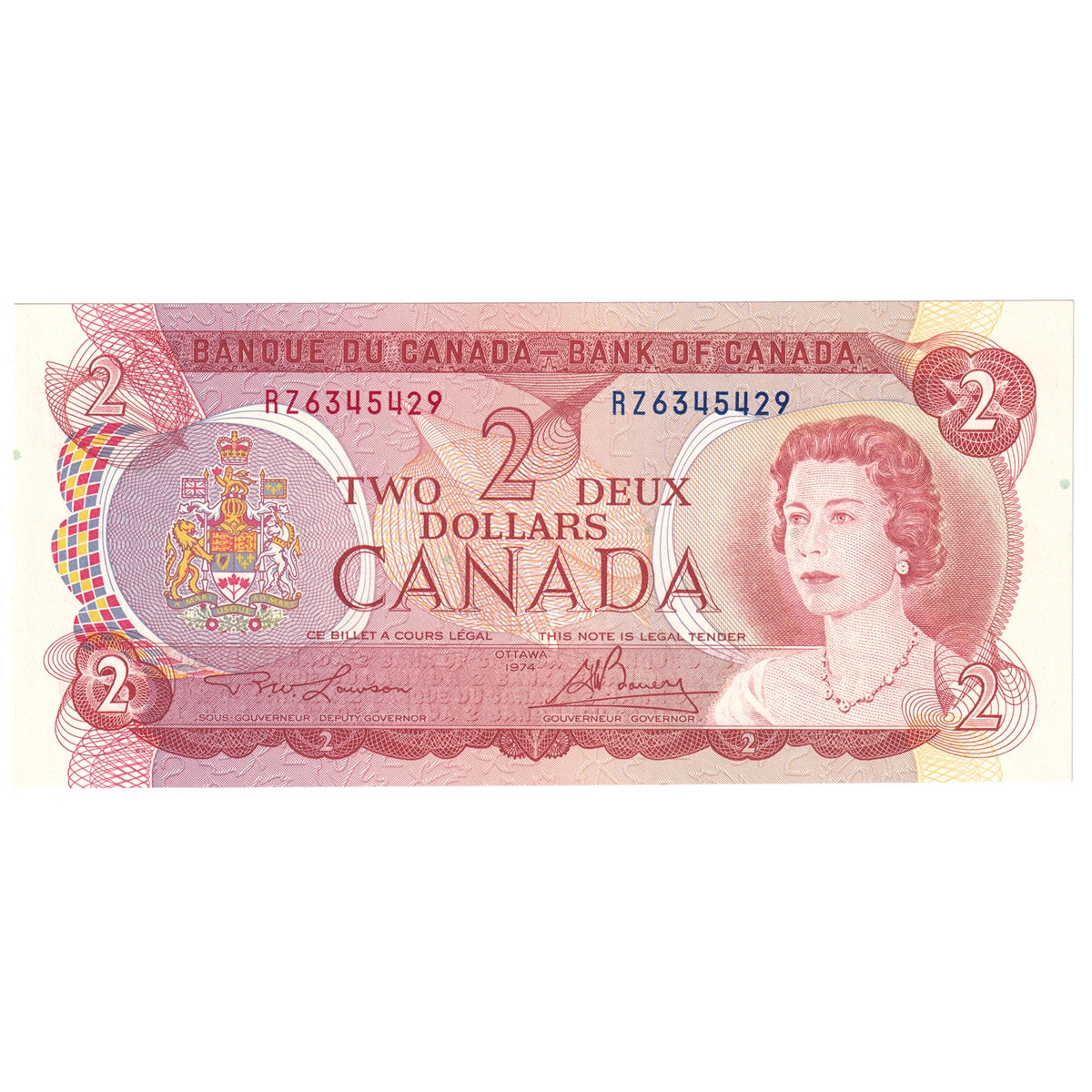 BC-47a 1974 Canada $2 Lawson-Bouey, RZ, Choice Uncirculated (CUNC63)