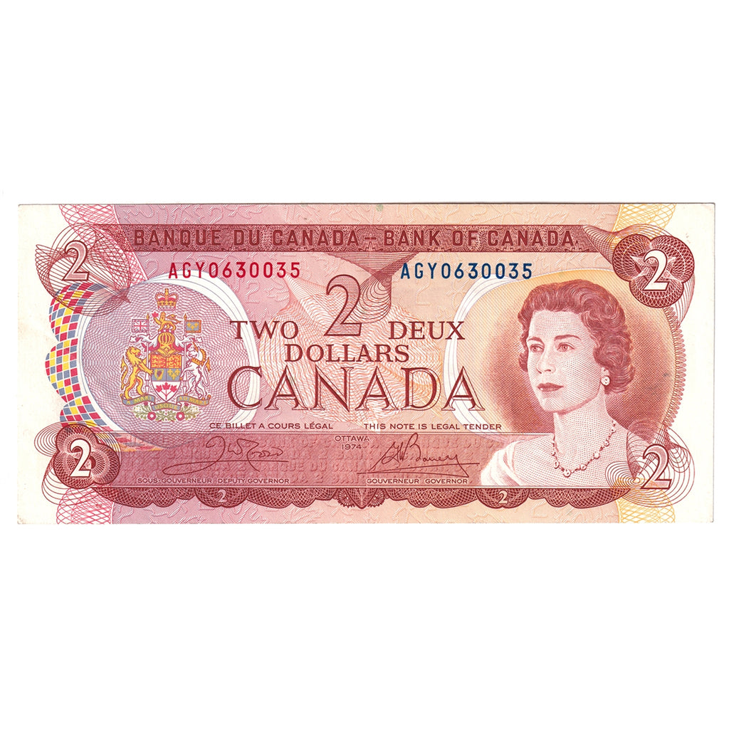 BC-47b 1974 Canada $2 Crow-Bouey, AGY, EF-AU (EF45)